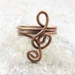 Copper treble clef ring